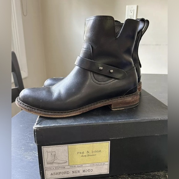 Rag & Bone Ashford Moto Boots Black Size 9 - Picture 2 of 10
